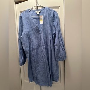 NWT VINEYARD VINES COTTON/LINEN PINTUCK COVER UP SIZE M MARLIN BLUE